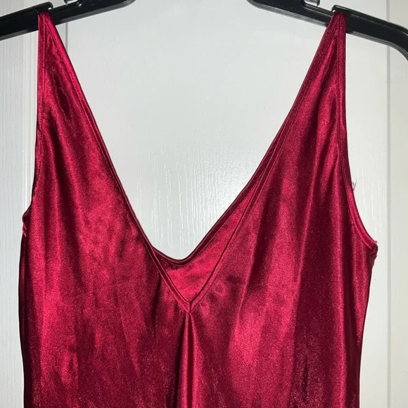 California Dynasty Floral Embroidery Trimmed Burgundy Full Length Nightgown - Picture 4 of 5